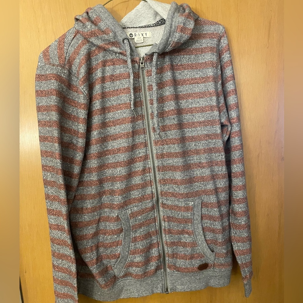 Roxy Gray and Red Striped Hoodie